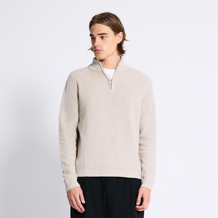 Half-zip knit sweater "Frans" Beige